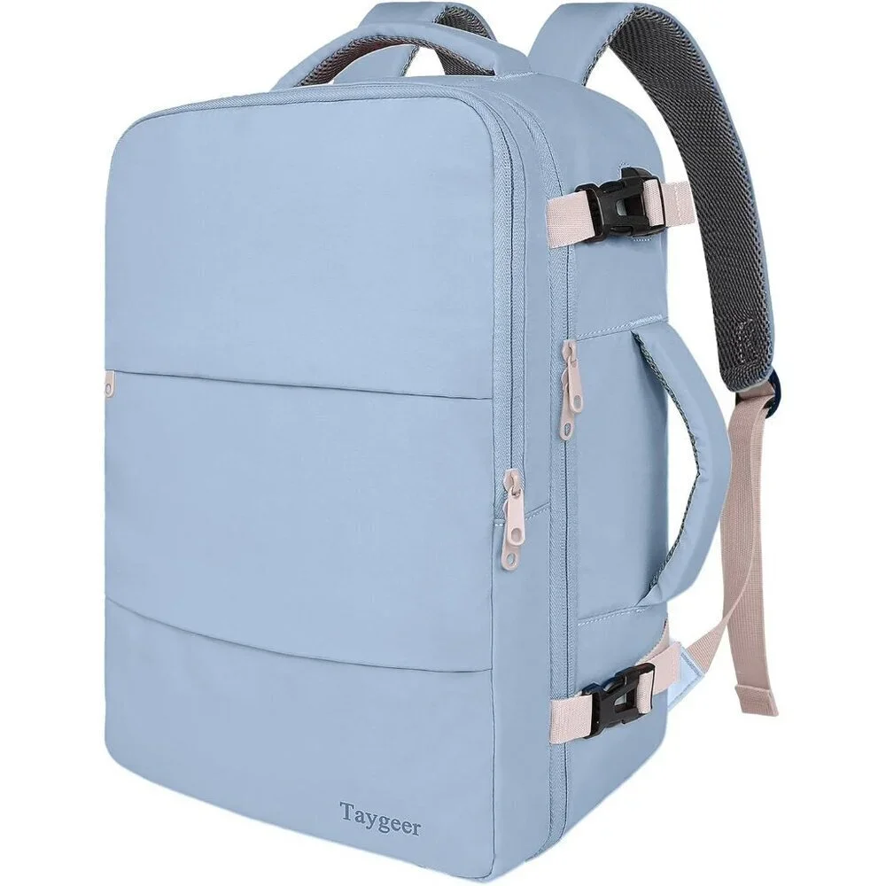 Travel Powder Purple Backpack for Women Carry On Laptop Bag USB Port TSA Pouch
